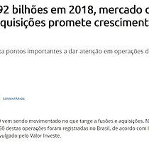 Com R$ 192 bilhes em 2018, mercado de fuses e aquisies promete crescimento em 2019